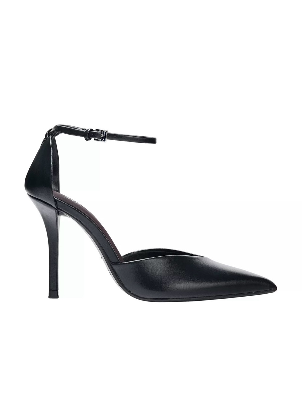 ZARA Black Pointed Toe Ankle-Strap Stiletto Heels